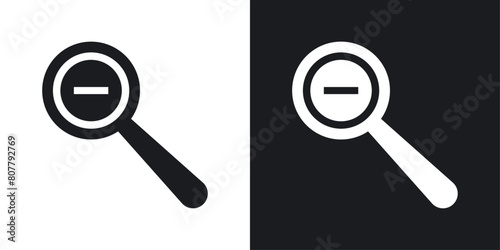 Decrease Zoom Icon Set. Vector symbol for reducing magnification with a minus sign.