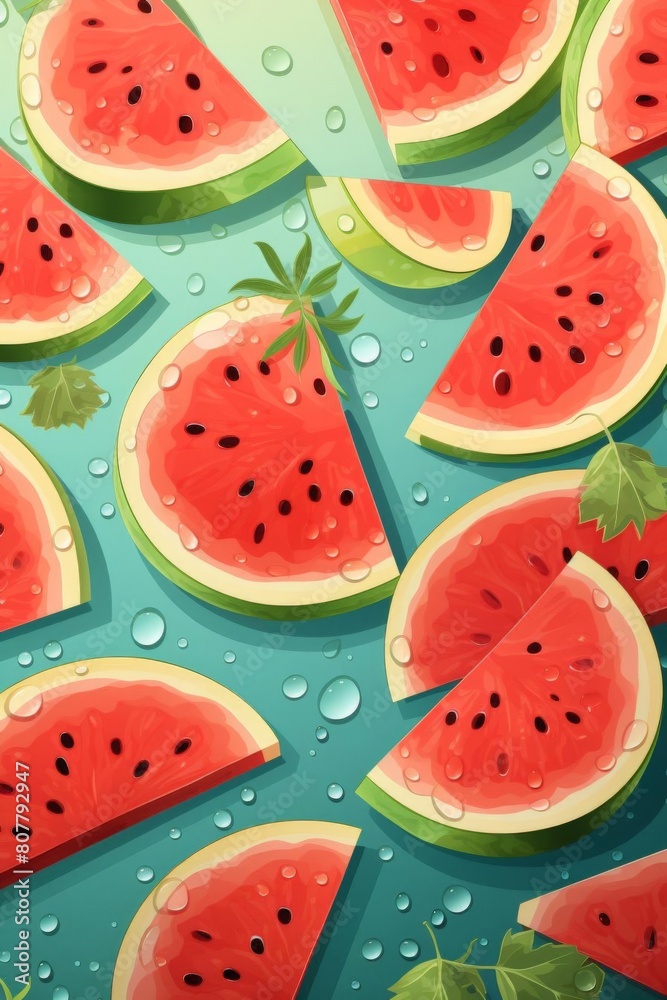 Attractive pattern of watermelon slices for the background Attractive pattern of watermelon slices for the background