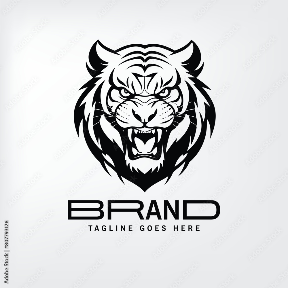 lion head tiger head angry tiger vector design logo 