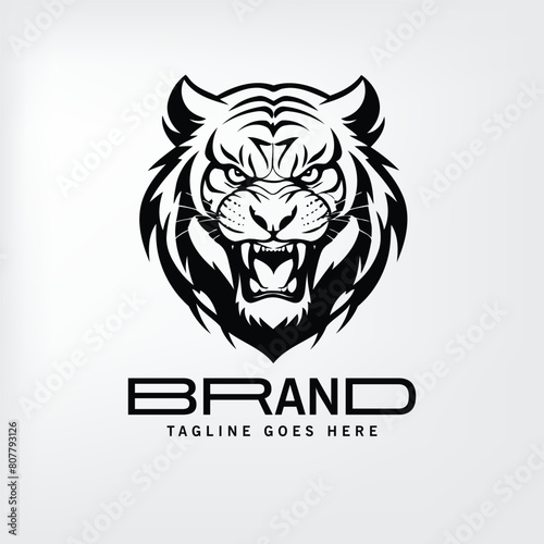 lion head tiger head angry tiger vector design logo 