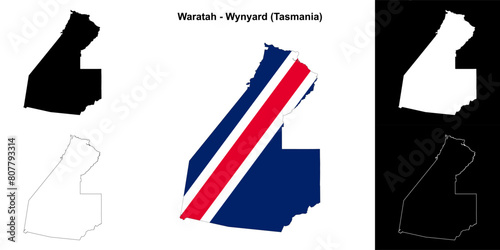 Waratah - Wynyard (Tasmania) outline map set photo