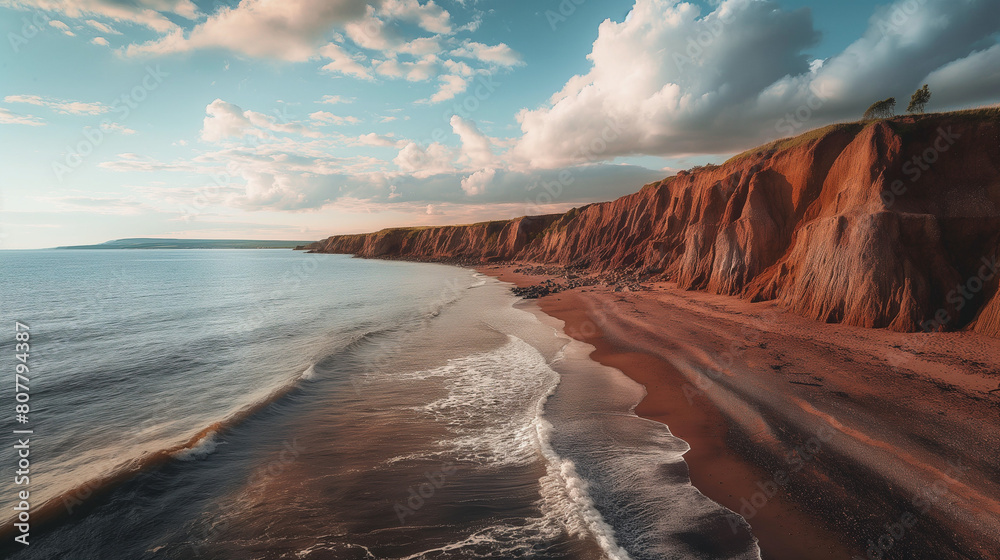red clay cliffs along the coast