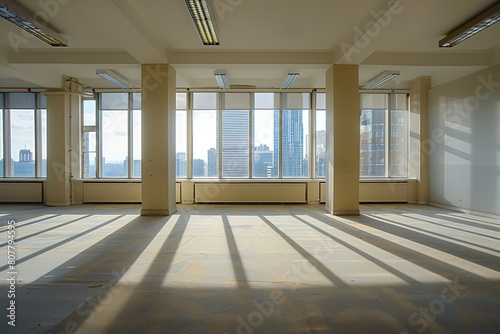real estate concept  empty office with walls and big windows, with empty copy space © Uwe