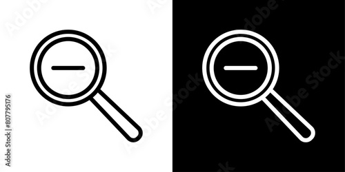 Magnification Reduction Icon Set. Vector symbol for decreasing zoom with a minus sign. photo