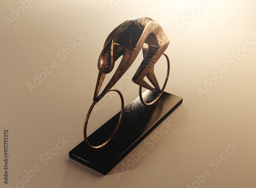 Abstract Bronze Cyclist Sculpture