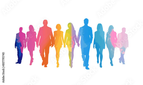 Business team colorful silhouette isolated on white  illustration generated ai