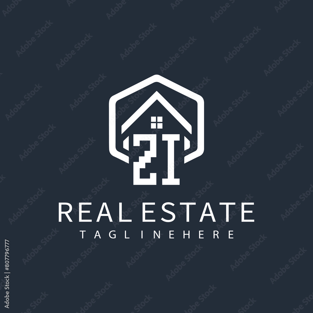 Obraz premium initial monogram logo for real estate with building shape creative design 
