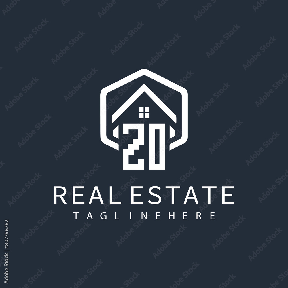 Obraz premium initial monogram logo for real estate with building shape creative design 