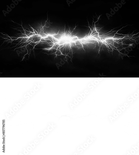 Energetic Lightning Strike Isolated on Transparent Background