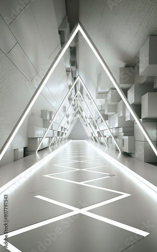 
Beautiful futuristic Geometric 3D Render background,
Abstract,interior,Minimal,Textured,paper,shine,for business or product presentation tunnel with light and white tones,AI generated

