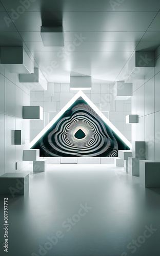 
Beautiful futuristic Geometric 3D Render background,
Abstract,interior,Minimal,Textured,paper,shine,for business or product presentation tunnel with light and white tones,AI generated

