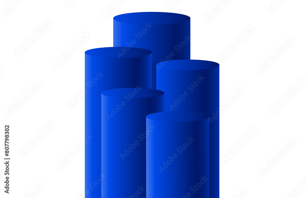 5 blue high podiums with layer on transparent background 5 blue high podiums with layer on transparent background
