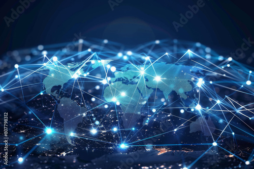 Interconnected Global Cloud Computing Network Bridging Digital Data Across Cities and Countries