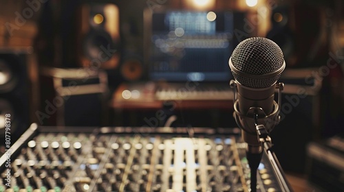 Microphone in professional recording studio
 photo