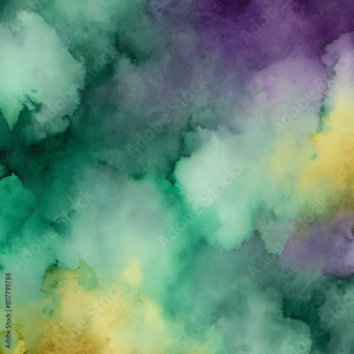 Vibrant Mardi Gras Watercolor Textures: Purple, Green, and Gold Digital Backgrounds for Commercial Use
