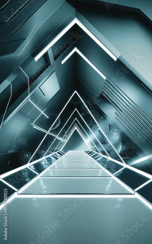 
Beautiful futuristic Geometric 3D Render background,
Abstract,interior,Minimal,Textured,paper,shine,for business or product presentation tunnel with light and white tones,AI generated

