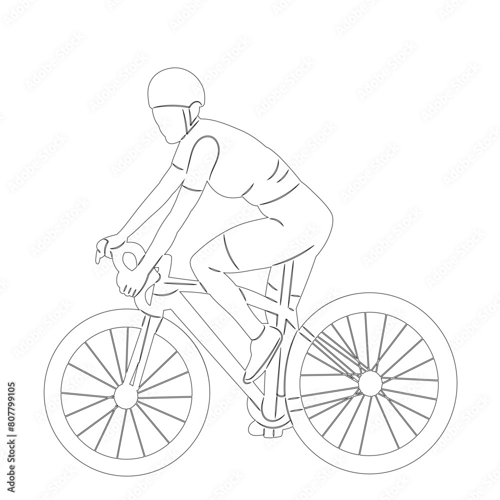 Naklejka premium man riding a bicycle sketch on white background vector