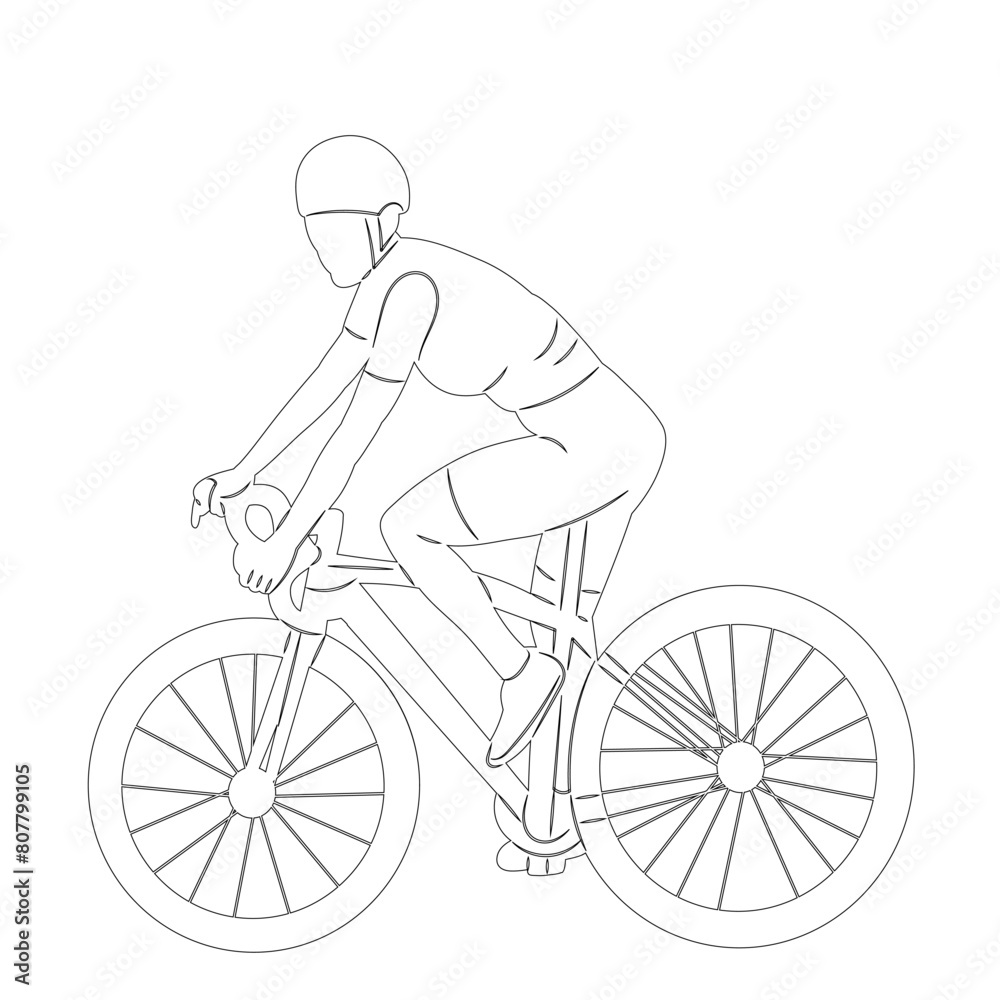 man riding a bicycle sketch on white background vector man riding a bicycle sketch on white background vector