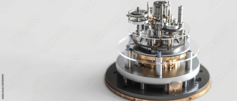 A small science gadget, a breakthrough in technology, presented as a 3D model isolated on a white background A small science gadget, a breakthrough in technology, presented as a 3D model isolated on a white background