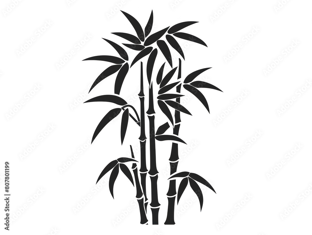 Naklejka premium Modern black logo design with a cartoon bamboo plant. Versatile template suitable for multiple uses.