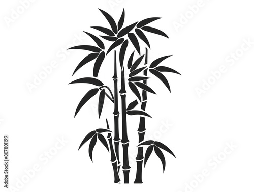 Modern black  logo design with a cartoon bamboo plant. Versatile template suitable for multiple uses.