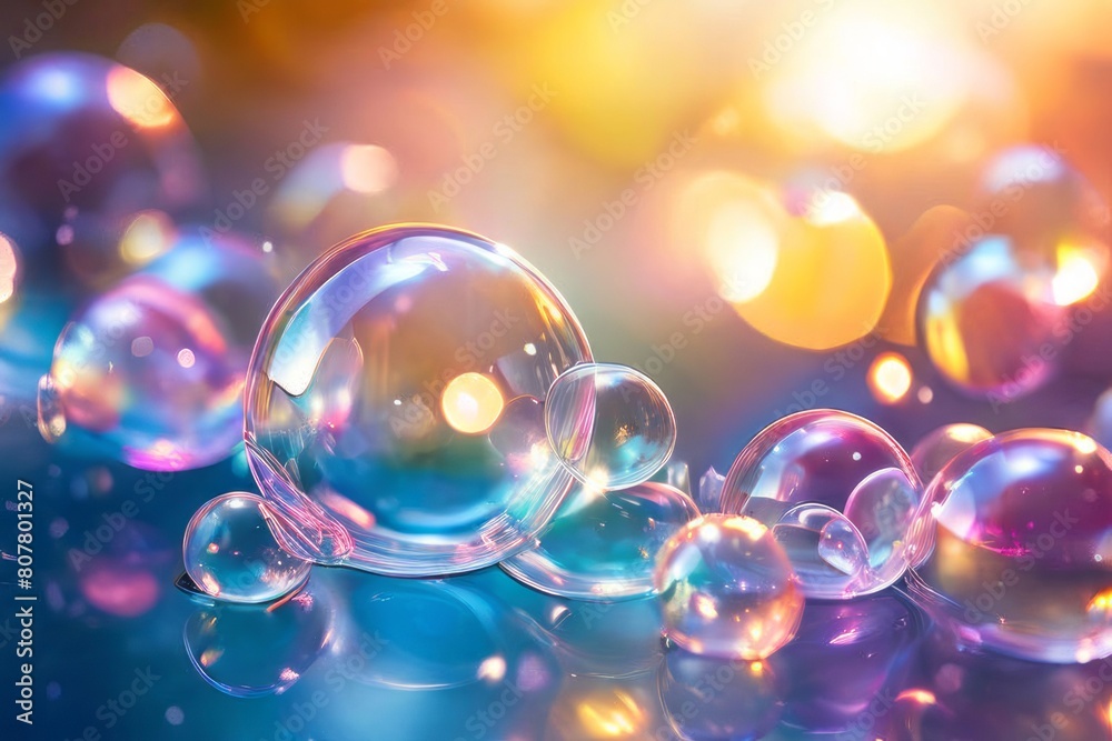 Abstract background of bubbles with a bright and colorful bokeh effect. Abstract background of bubbles with a bright and colorful bokeh effect.