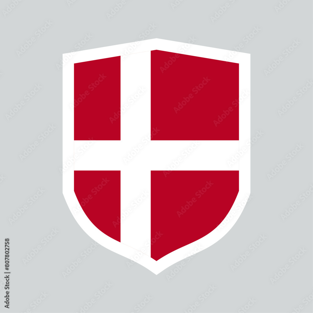 Obraz premium Denmark Flag in SHield Shape Frame