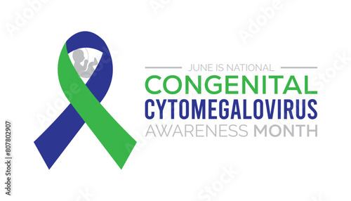 National Congenital Cytomegalovirus awareness month observed every year in June. Template for background, banner, card, poster with text inscription.