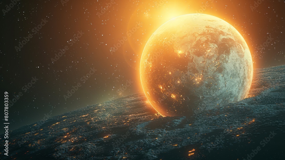 Fototapeta premium Planets and galaxy, science fiction wallpaper. Beauty of deep space. Earth and galaxy in space.