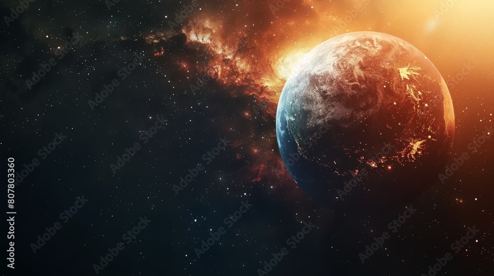 Fototapeta premium Planets and galaxy, science fiction wallpaper. Beauty of deep space. Earth and galaxy in space.