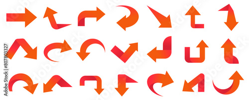 Set of red arrow icons, pointing up, down, left and right icon