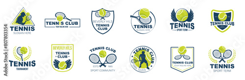 Tennis logo template, Active sport and tennis tournament set