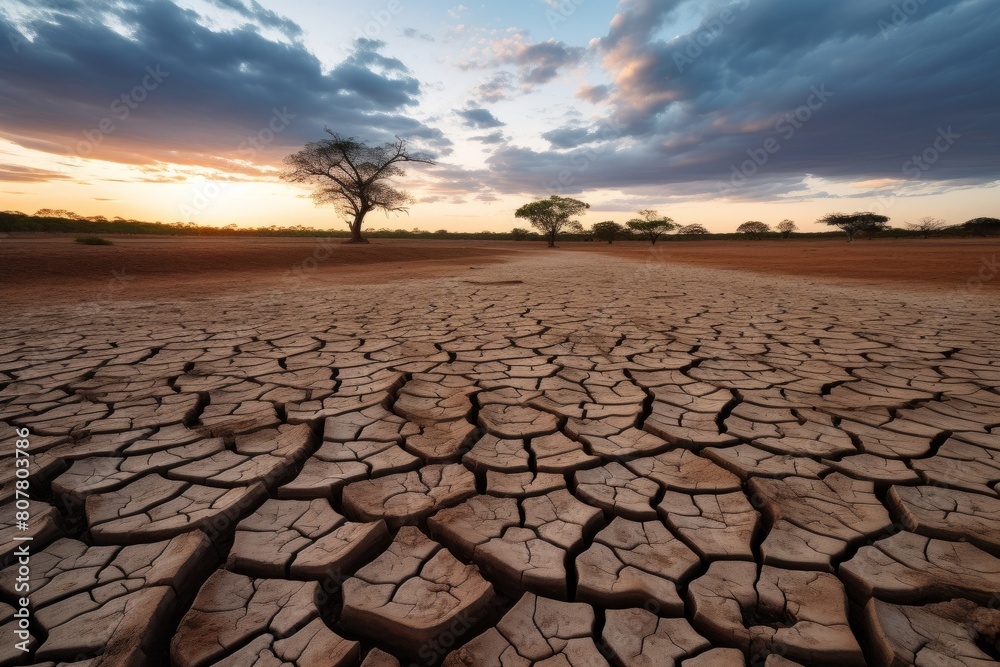 view of a dry land in a drought season
