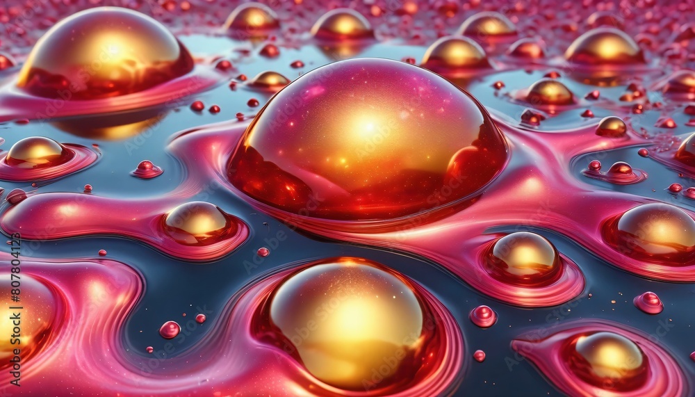 Shiny 3d pink yellow metallic boiling bubbles Shiny 3d pink yellow metallic boiling bubbles