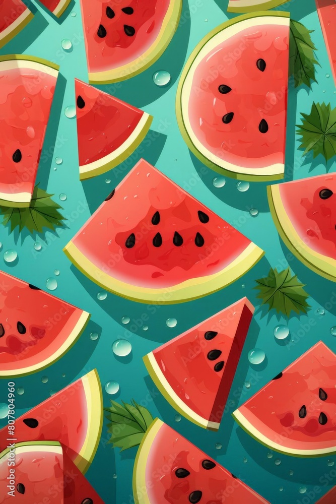 pattern of watermelon slices with soft colors pattern of watermelon slices with soft colors