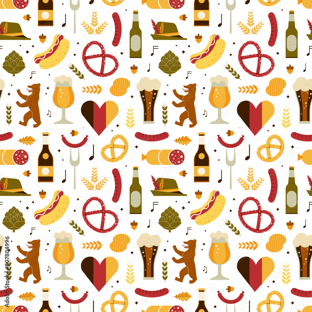 Travel Germany Beer Festival Seamless Pattern
