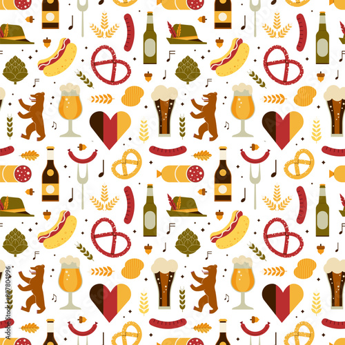 Travel Germany Beer Festival Seamless Pattern (ID: 807804996)