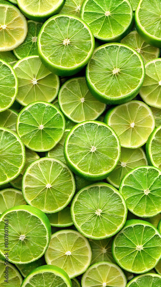 lime slice as background wallpaper, top viewe