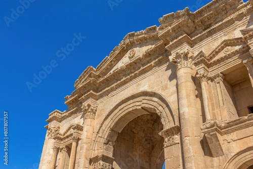 The Arch of Hadrian in Jerash archaeological site. Jordan. Horizontally. 