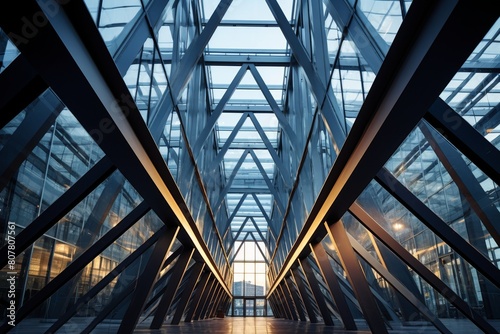 The Beauty of Industrial Design: An Up-close Look at Glass Sections Surrounded by Exposed Steel Beams