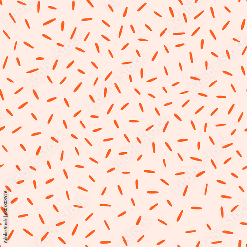 Dash hand drawn seamless micro pattern. Tiny doodle strokes for fabric or background. Retro style endless minimal print.