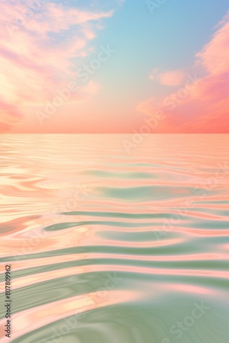 Surreal minimalist vertical banner with a serene pink and blue palette featuring a calm ocean and a large sun against a gradient sky  perfect for meditation and relaxation themes  Calm  ocean  sun  