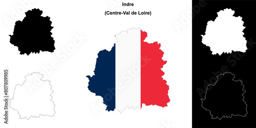 Indre department outline map set