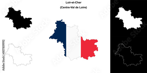 Loir-et-Cher department outline map set