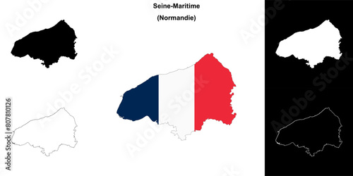 Seine-Maritime department outline map set