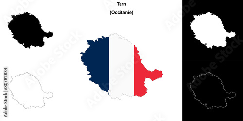 Tarn department outline map set