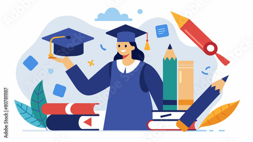Taking advantage of their artistic talents one graduate offers customized calligraphy services for wedding invitations and uses the income to pay down. Vector illustration