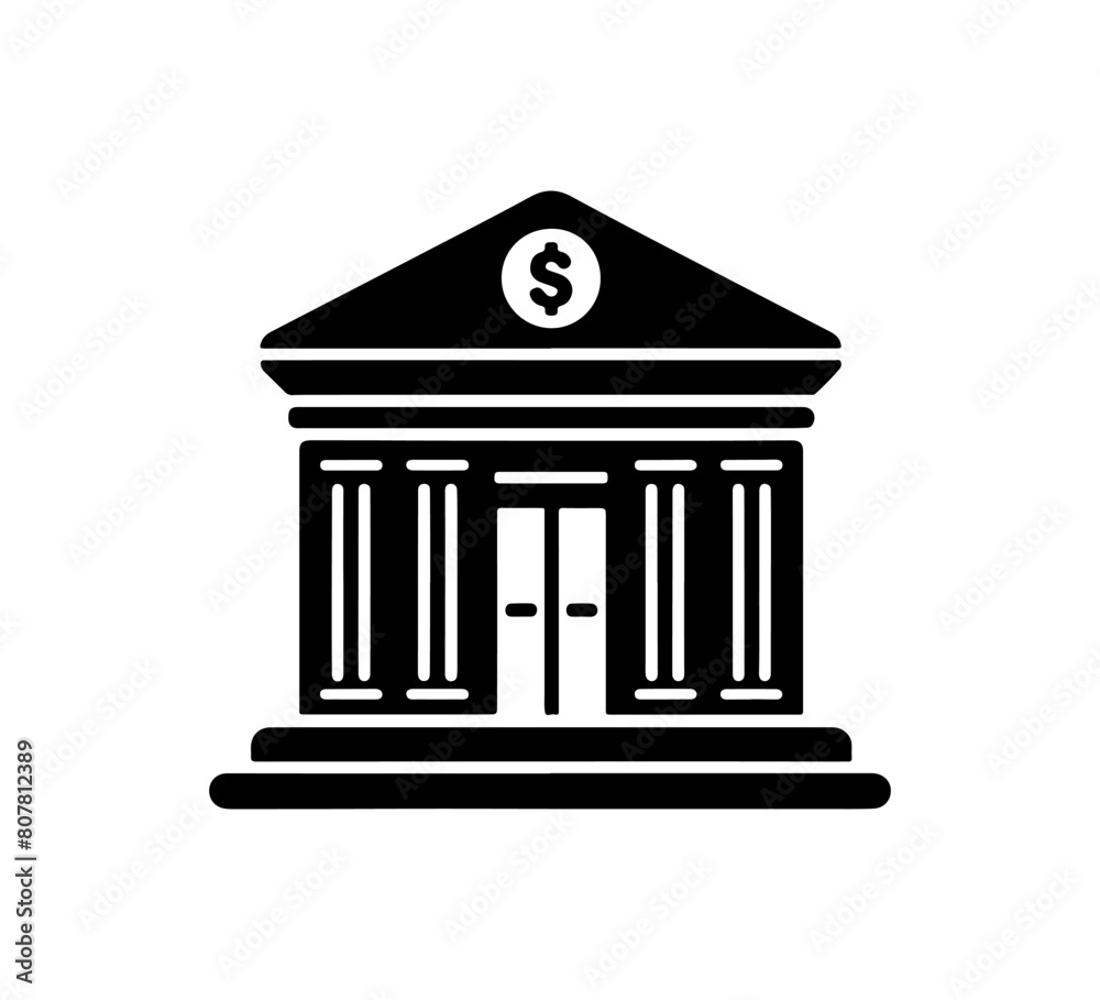Bank icon simple flat black and white