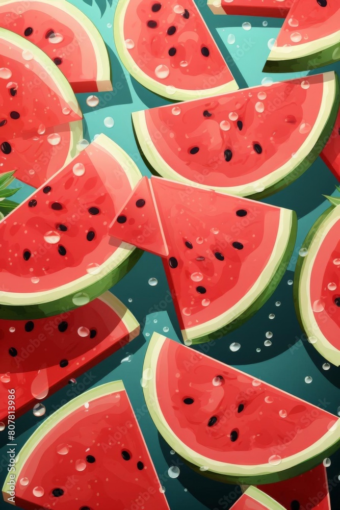 pattern of watermelon slices with soft colors pattern of watermelon slices with soft colors