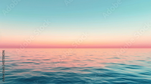 Serene sunset over calm ocean waters with pastel sky